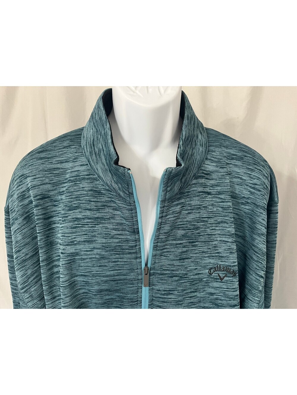 Callaway Golf Men's Marled Teal Black 1/4 Zip Pullover Jacket 2XLT Tall 2XL